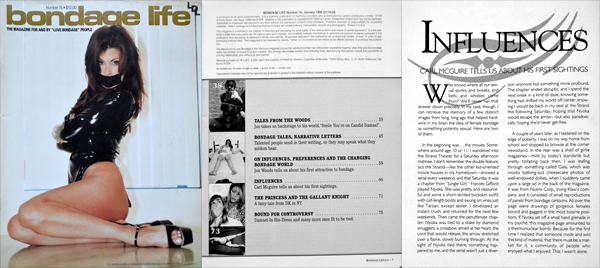 Article: Influences, by Carl McGuire, in Bondage Life 74